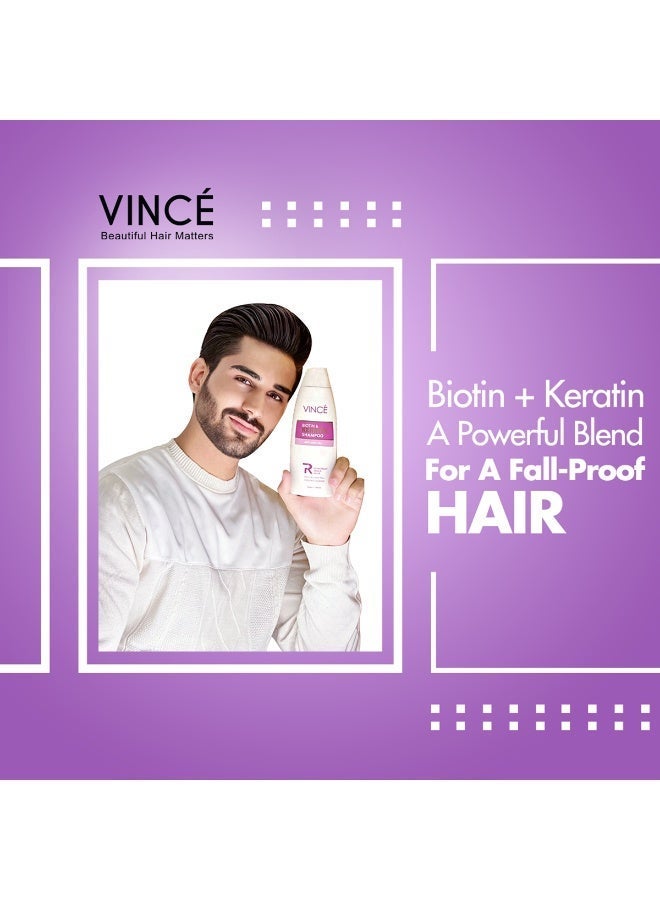 VINCE Biotin & Keratin Shampoo - Deal 2 – Reduces Hair Fall, Strengthens Hair & Adds Volume – Promotes Softer, Shinier Hair – Gently Cleanses Scalp & Supports Healthy Growth – Paraben-Free, 230ml Each - Image 5